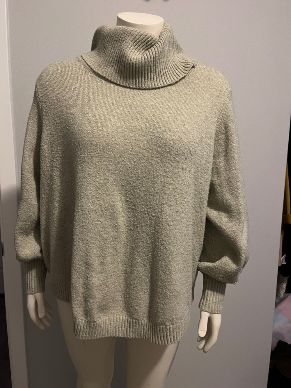 Philosophy Relaxed Funnel Neck Sweater in Light Sage